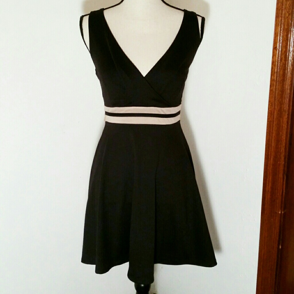 NWOT Modcloth Black and Taupe Mini Dress